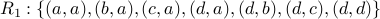 R_1: { (a,a), (b,a), (c,a), (d,a), (d,b), (d,c), (d,d) }