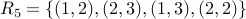 R_5 = { (1,2), (2,3), (1,3), (2,2) }