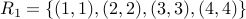 R_1 = { (1,1), (2,2), (3,3), (4,4) }