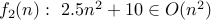 f_2(n): 2.5 n^2 + 10 in O(n^2)