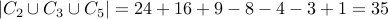  | C_2 cup C_3 cup C_5| = 24 + 16 + 9 - 8 - 4 - 3 + 1 = 35 