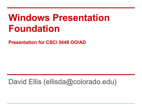 Ellis — Windows Presentation Foundation