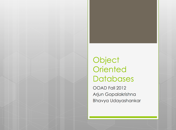 Udayashankar and Gopalakrishna — OO Databases