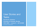 Lecture 9: User Stories and Tasks