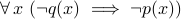 forall, x (neg q(x)implies neg p(x))