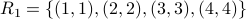 R_1 = { (1,1), (2,2), (3,3), (4,4) }