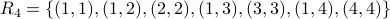 R_4 = { (1,1), (1,2), (2,2), (1,3), (3,3), (1,4), (4,4) } 