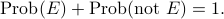  mathrm{Prob}(E) + mathrm{Prob}(text{not }E) = 1. 