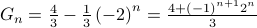 G_n = frac{4}{3} - frac{1}{3} left( -2 right)^n = frac{4 + (-1)^{n+1} 2^n}{3} 